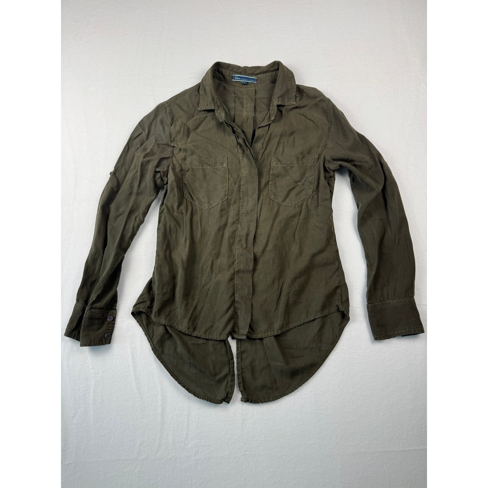 Shore Made in California Olive Green 100% Tencel Button Down Shirt Small USA